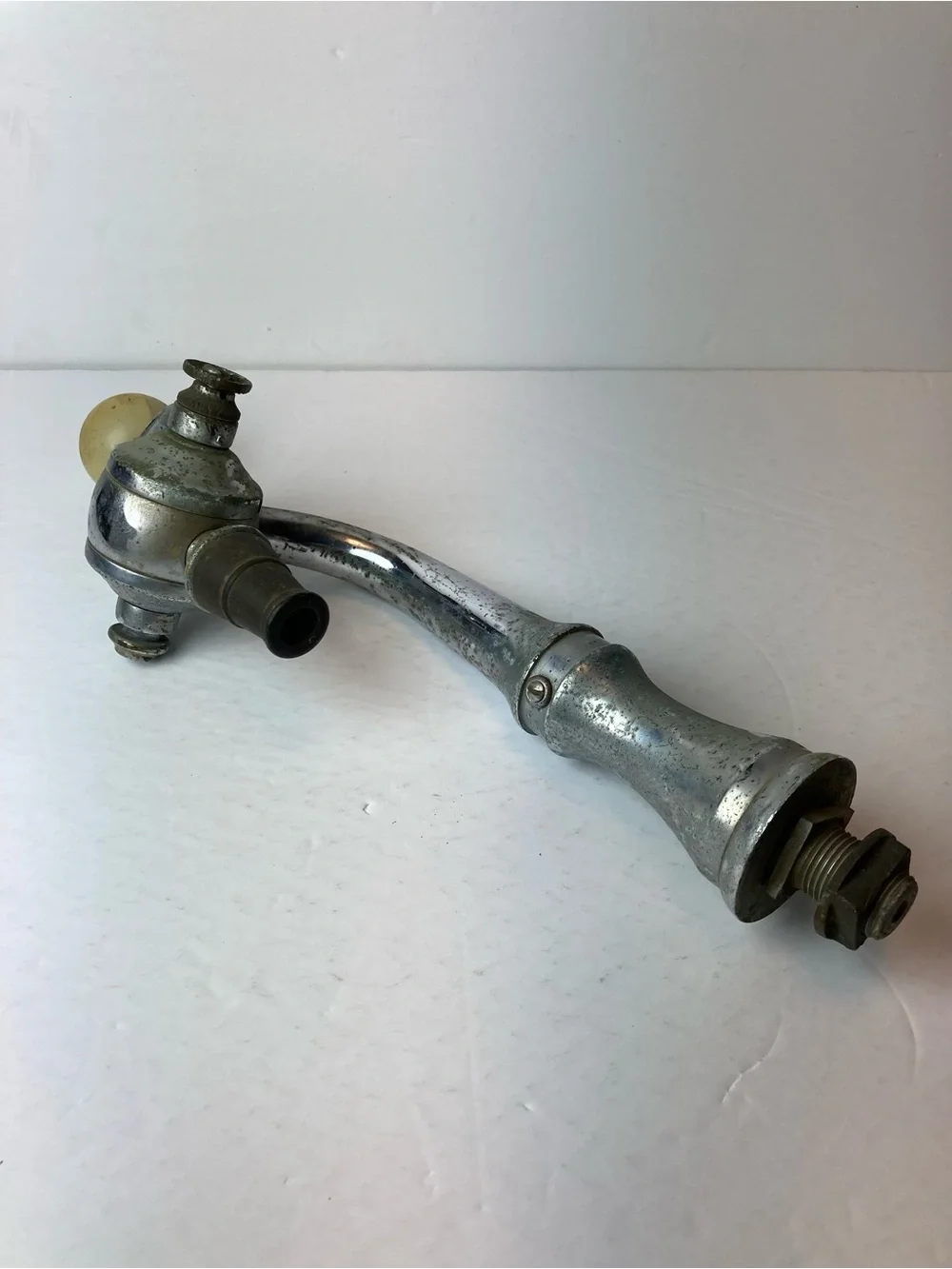 Antique Soda Jerk Gooseneck Draft Fountain Handle With Marble Knob / Spout Head